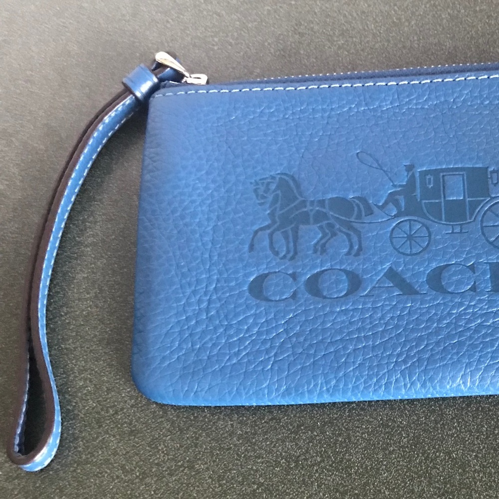 Coach Blue Leather Wristlet Mini Pouch - Picture 13 of 15